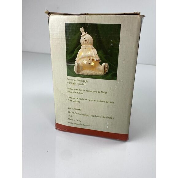 International Bazaar Snowman Night Light Porcelain 9" Tall In Box Winter CO0709 - Picture 8 of 10